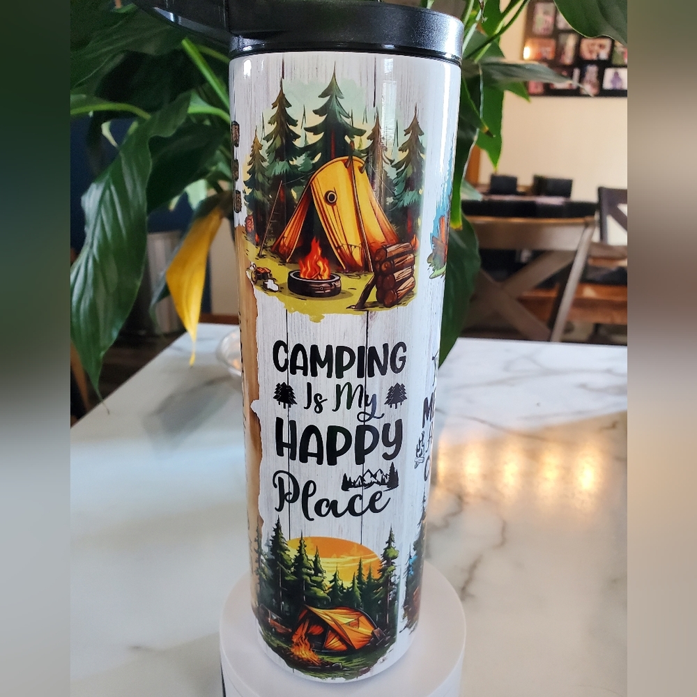Camping is My Happy Place  Camping Quotes 30oz Tumbler with duo lids 🎉sale